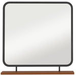Wall Mirror with Wooden Shelf, Rectangular, Black