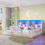 Fence Daybed Platform Bed 140x200cm with Storage, White Metal
