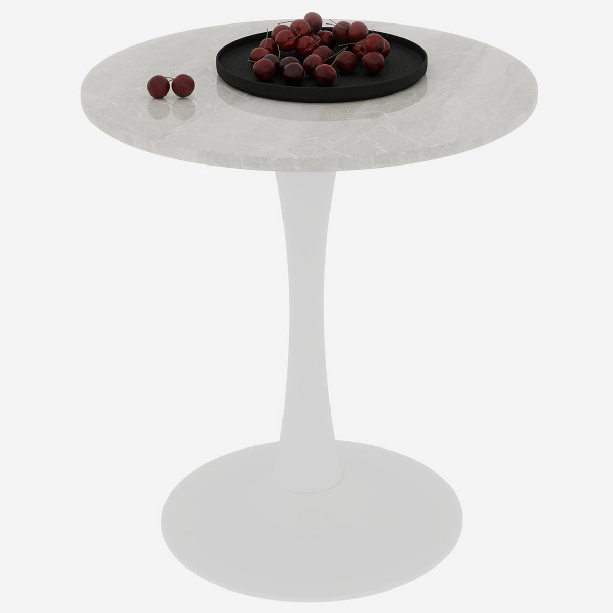 Coffee Table 27.6-inch Mid-Century Modern Round Marble Top - White