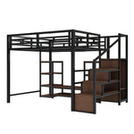 Loft Bed 140x200 with TV Stand & Power Outlet, Black