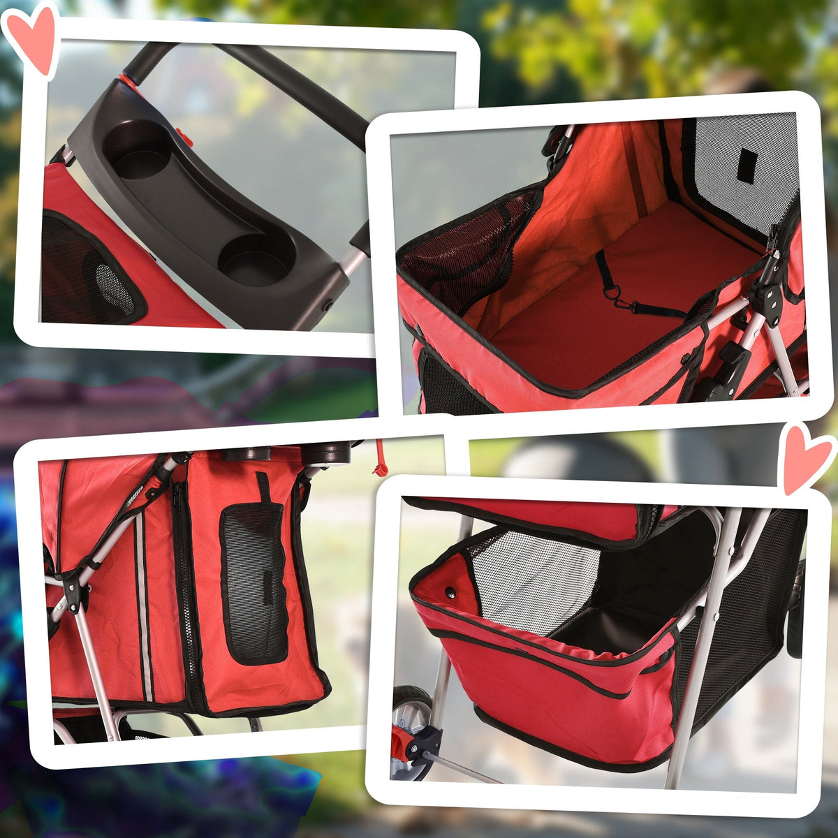 Dog Buggy, Lightweight & Foldable, Red