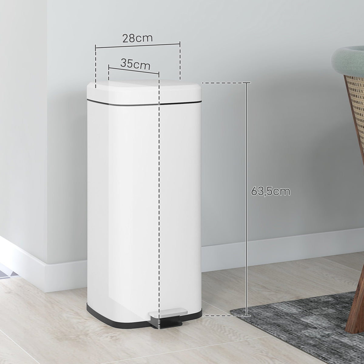 Pedal Bin 30L, Foot Pedal Metal