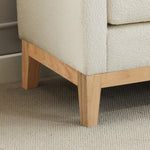 Elegant Upholstered Bench, Daybed Ottoman with Wood Legs and 2 Bolster Pillows, Ivory Boucle