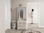 Wardrobe, Three Drawers, Boho-Style, 180cm Height, White