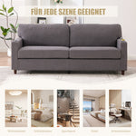 2-Seater Sofa USB-C LED Cup Holders & Pockets - Light Gray Chenille