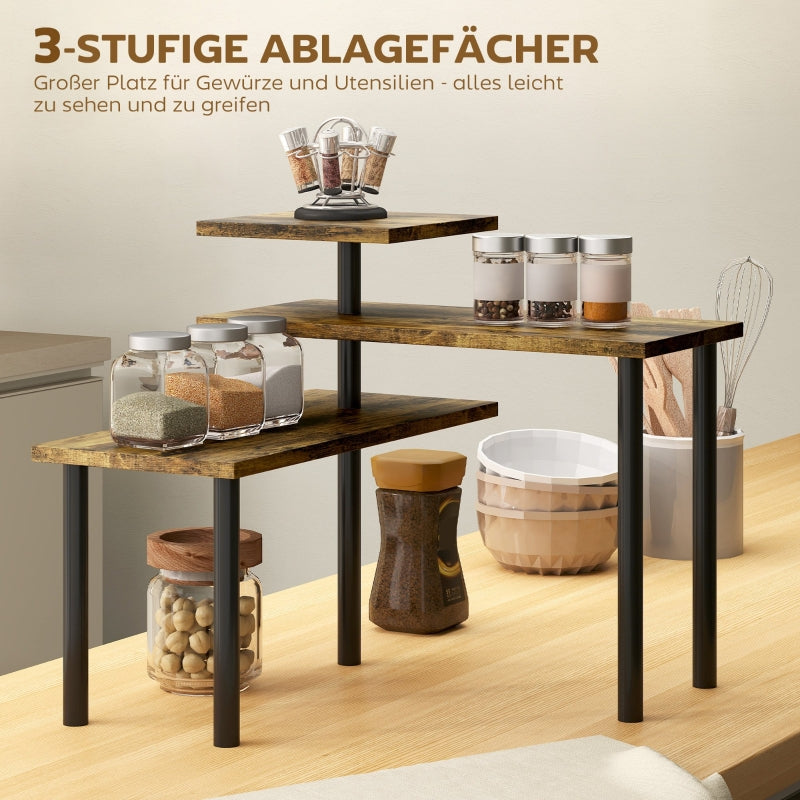 Kitchen Shelf, Rotating 3-Level Microwave Rack, Industrial Standing Metal