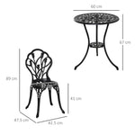 2-Person Outdoor Seating Set with Table & Chairs, Black Aluminum