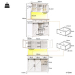 Tall Kitchen Cabinet with LED Lighting and Adjustable Shelves, White