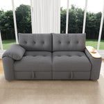 Teddy Plush Sofa, 3-Seater Modular Sofa Bed with Storage and Side Table, Gray