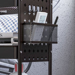 Rolling Serving Cart, 3 Tiers, 2 Hanging Baskets, Kitchen, Steel Black