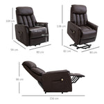 Electric Lift Chair, Recliner TV Chair with Lift Assistance & Reclining Function, Faux Leather Brown