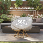 Papasan Chair, 360° Rotatable Wicker, Light Gray