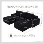 Modular Sofa - 3-Seater with 2 Ottomans, Modular, Cup Holders, Storage - Black Corduroy