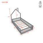 House Bed 90x200 cm Children Bed Slatted Base Pine Wood Grey