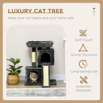 Sisal Cat Tree, Scratching Board Plush, Dark Grey