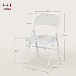 Folding Chairs, Portable Office with Cushions, Faux Leather White
