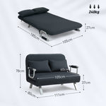 Sleeper Sofa 2-Seater Adjustable Backrest Velvet Black