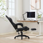Gaming Chair Ergonomic Racing High-Back Swivel Adjustable Footrest Headrest Lumbar Support Leather Black