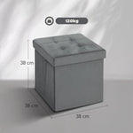 Folding Storage Stool with Storage Box, Foam, MDF, Grey