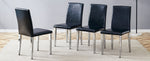 Minimalist Dining Chairs Set of 4, Modern Ergonomic Design with Metal Legs, Black PU Leather and Silver
