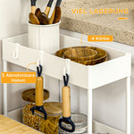 Rolling Kitchen Shelf, 4-Tier Storage with Wheels & Brakes, White