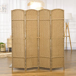 Room Divider, 4-Panel Foldable Privacy Screen, Natural