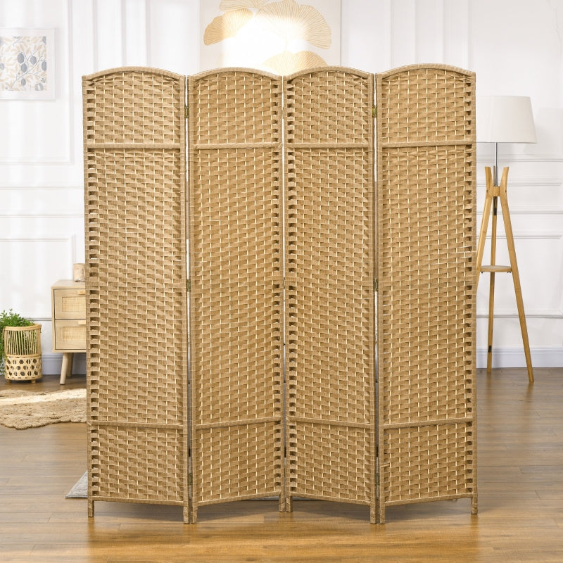Room Divider, 4-Panel Foldable Privacy Screen, Natural