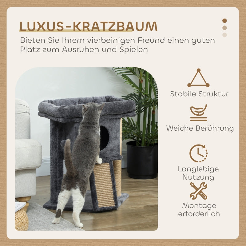 Cat Tree, Jute Scratching Mat, Resting Platform, Play Ball, Cat House, Beige
