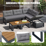 Multi-purpose Garden Furniture Set with Adjustable Backrest, Reclining Function and Storage, Dark Grey