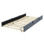 Upholstered Single Bed 90x190cm with Pull-Out Bed, Grey Velvet