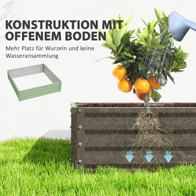 Garden Bed Planter, Steel Housing, 120 x 120 x 30 cm, Green