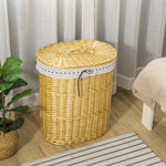 Laundry Basket 100L, with Lid, Wicker, Natural