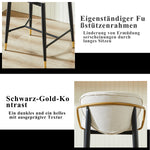 Height-adjustable Bar Stool Set of 2 with Backrest and Footrest, Beige Chenille