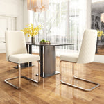 Velvet Dining Chair Set of 6, Diamond Back Design with Silver Metal Legs, Beige Velvet