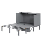 Wall bed 140x200cm with Slatted Base, Folding Vertical Youth Bed, Grey