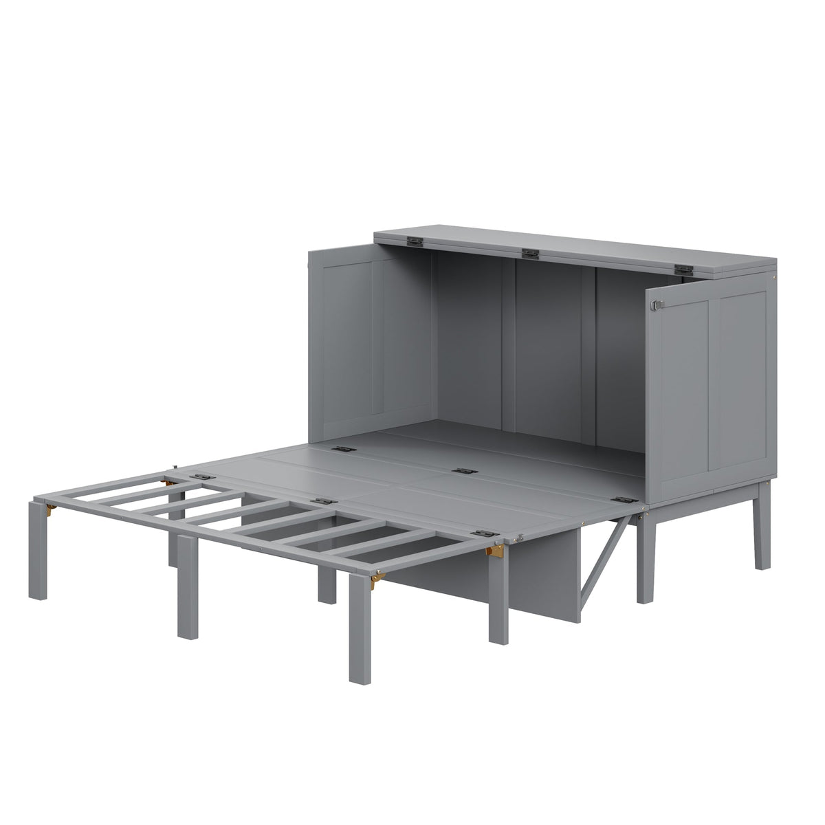 Wall Bed, 140x200cm with Slatted Frame, Grey