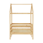 Children's House Bed 90x200cm Roof Design, Natural Solid Pine