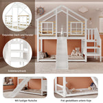 Bunk Bed with Slide & Stairs - Kids Cabin Bed, White Solid Wood