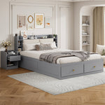Solid wood combination bed 140*200cm, Storage Headboard, Drawers, Sofa Bench, grey