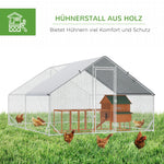 XXL Chicken Coop Run Shaded Roof Lock for 8-12 Poultry, Steel 3x4x2m