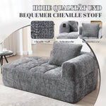 Chaise Longue Sofa, No Assembly Soft Cushions Side Pockets - Grey