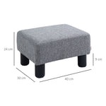 Footstool Rectangular Ottoman Upholstered Linen 150kg Capacity, Grey