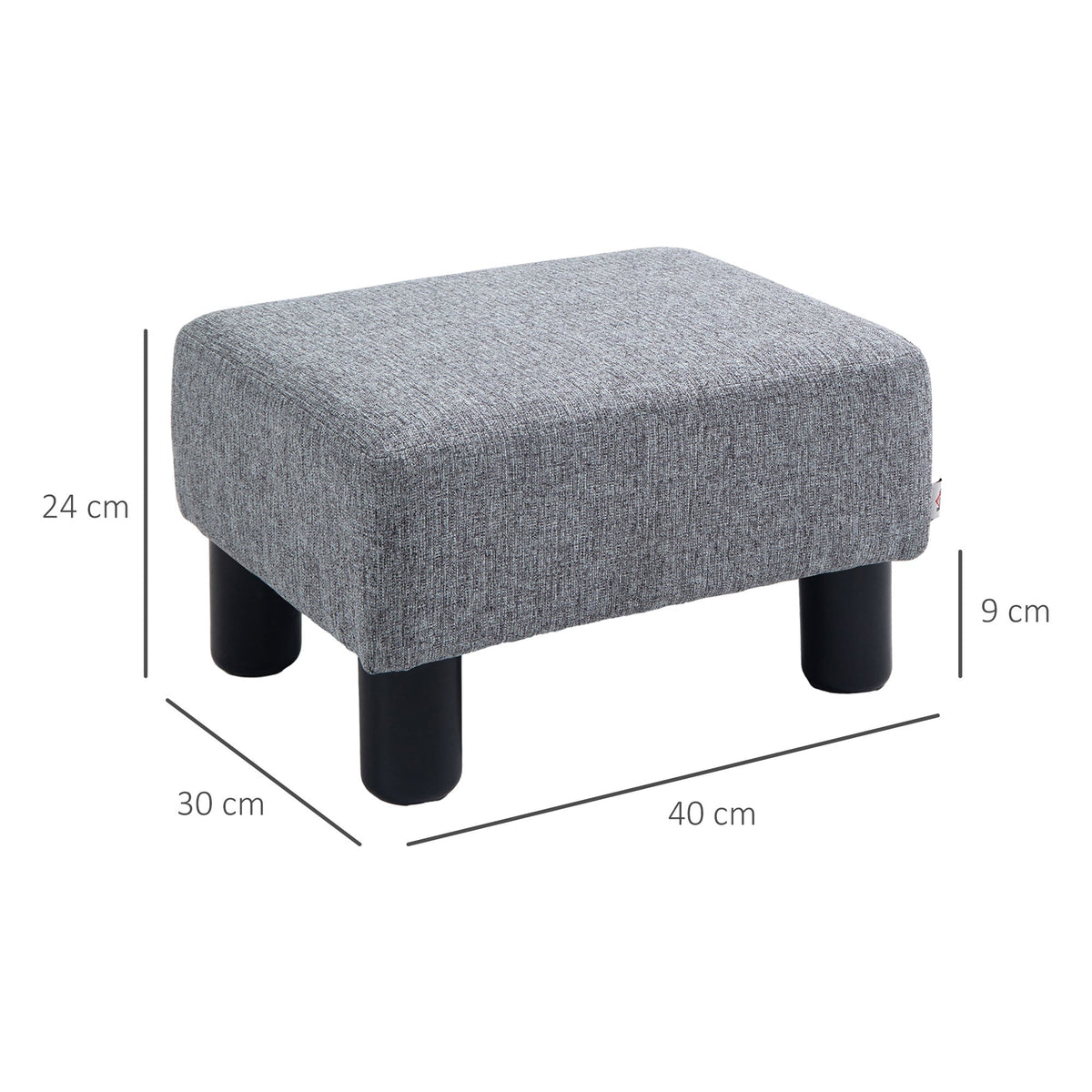 Footstool Rectangular Ottoman Upholstered Linen 150kg Capacity, Grey
