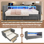 Multifunctional Daybed 90x190cm with Drawers, Grey Velvet