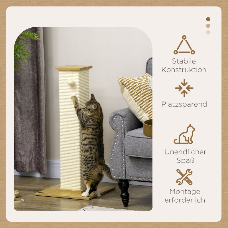 Cat Tree with Toys, 80 cm, Beige + Natural