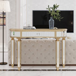 Half-Moon Console Table 120cm Mirrored Fluted Glass Drawer - Gold/Silver