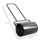 Lawn roller U-handle 32cm diameter 38L water or 62kg sand, metal black