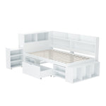 Children's Bed 90x200cm with Drawers & Bookshelf, White