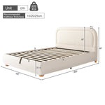 Upholstered Double Bed 140x190cm Hydraulic Storage Slatted Base Beige Bouclé
