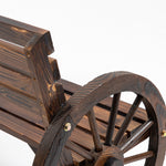 2-Seater Garden Bench Wagonwheel Armrests Fir Wood Brown